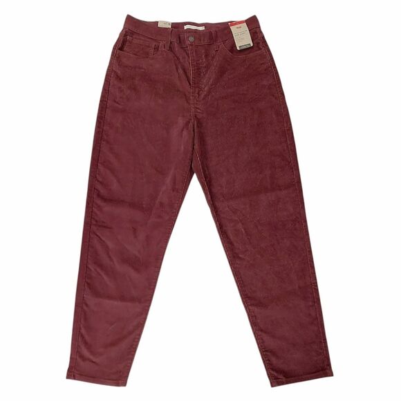 Levi's Corduroy Pants Womens 33x29 Burgundy High Waisted Mom Tapered Relaxed Fit - Picture 1 of 12